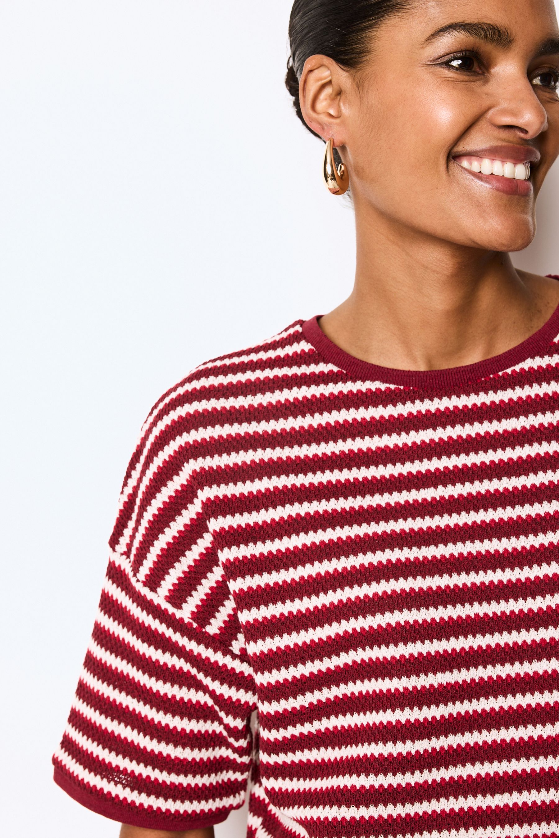 Red and white striped short sleeve shirt sale