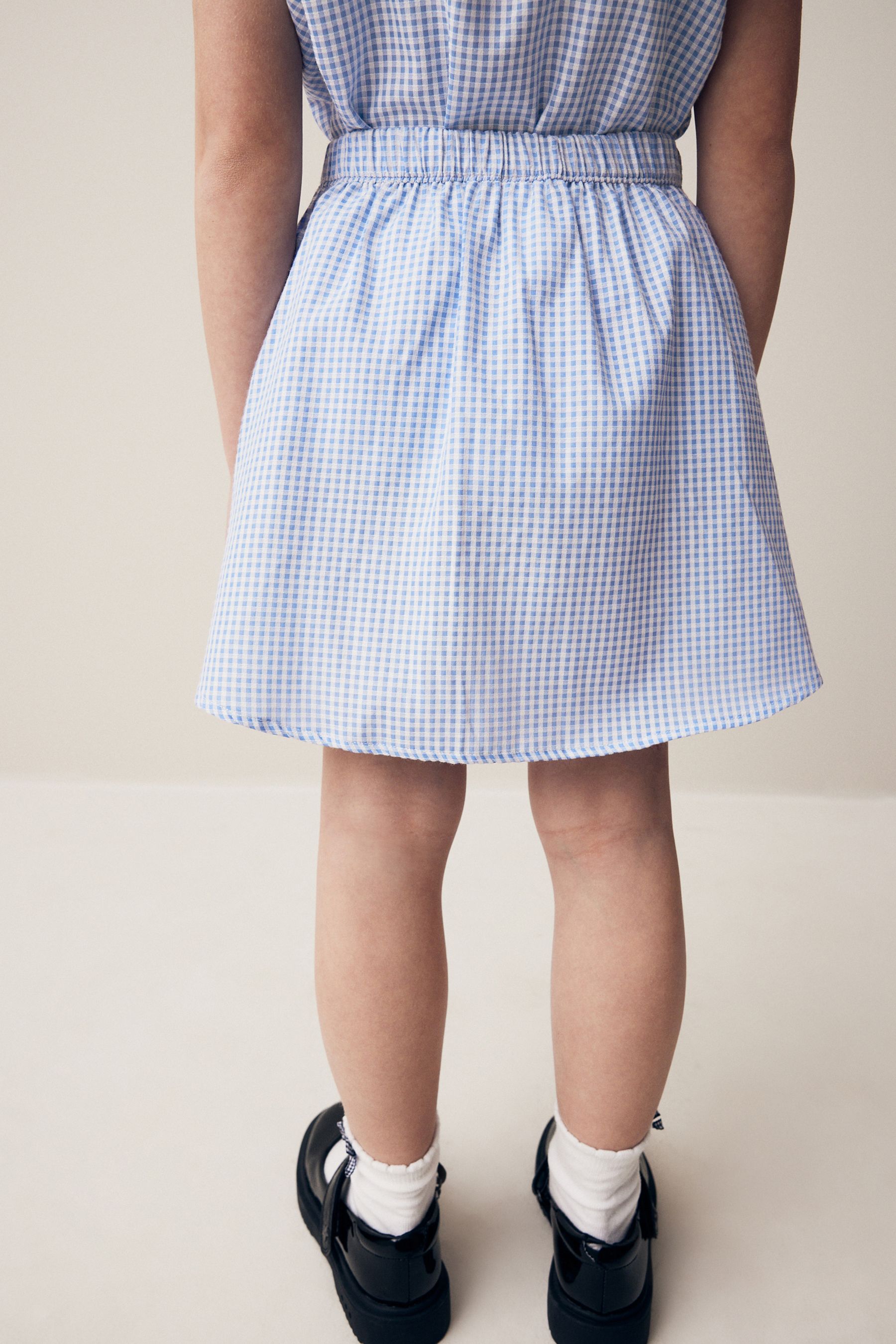 Buy Blue Pull on Cotton Rich School Gingham Skirt 3 14yrs from Next Austria