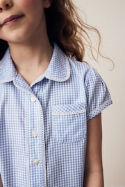 Blue Cotton Rich School Gingham Blouse (3-14yrs) - Image 4 of 8