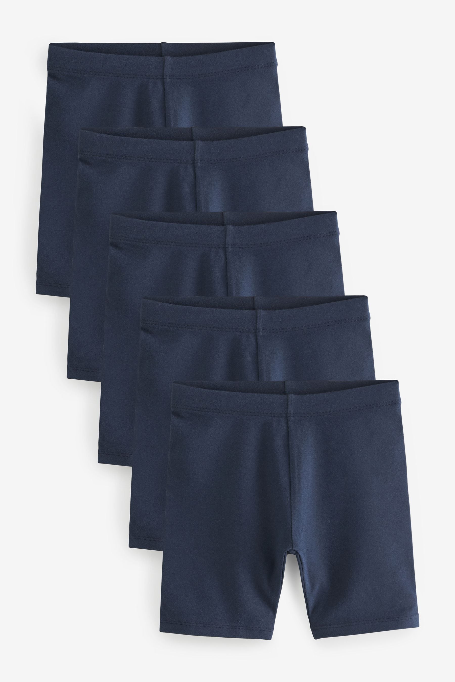 NEXT Navy Blue Longer Length 5 Pack Cotton Rich Stretch Cycle Shorts 3 16yrs 89years Girls