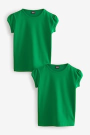 Green 2 Pack Cotton Puff Sleeve T-Shirts (3-16yrs) - Image 1 of 4