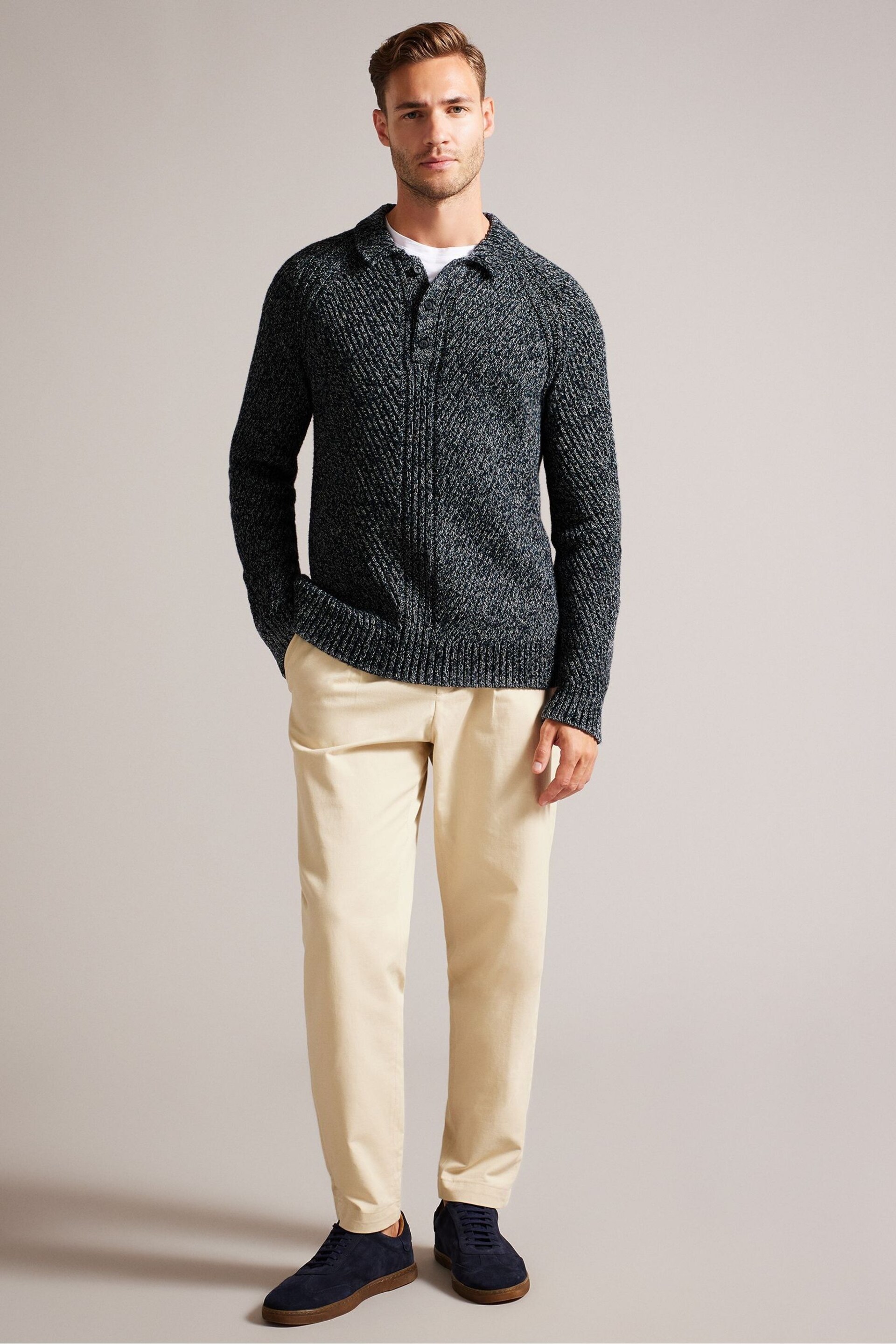 Ted Baker Blue Twisted Engineered Ribbed Jumper - Image 2 of 6