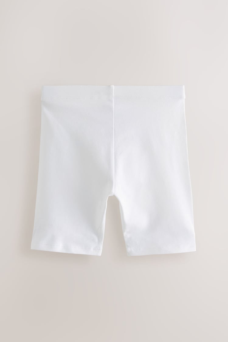 White Longer Length 5 Pack Cotton Rich Stretch Cycle Shorts (3-16yrs) - Image 3 of 4