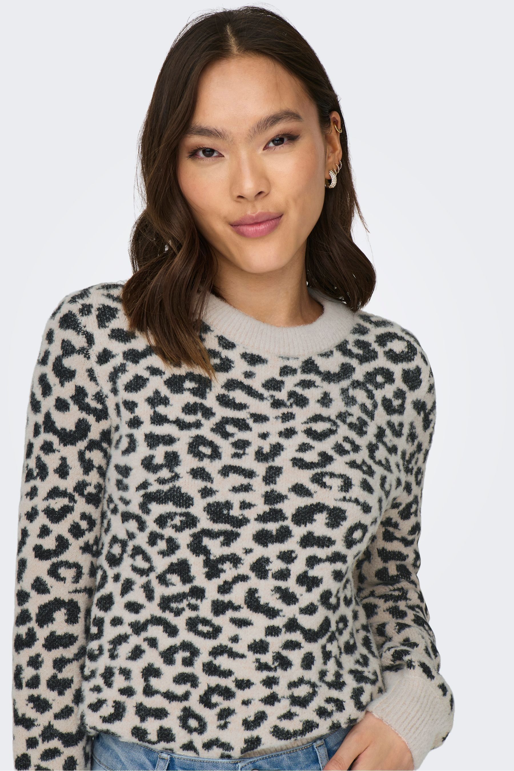 V neck leopard print jumper cheap