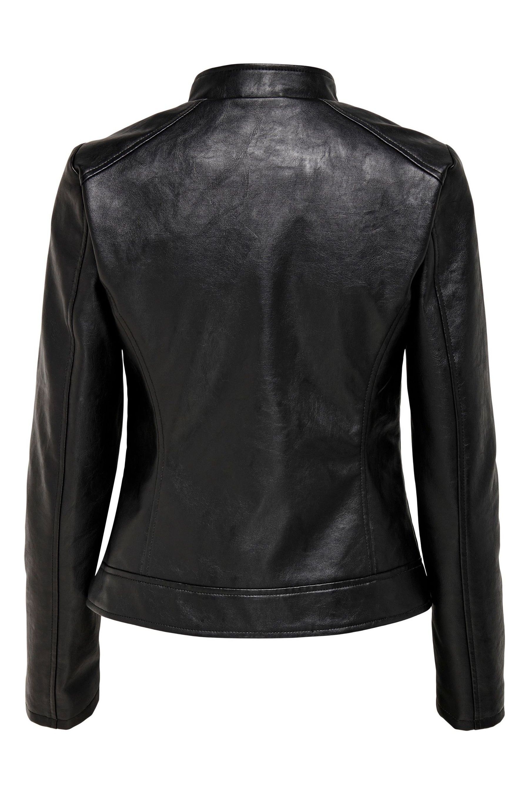 Buy JDY Black Petite Faux Leather Biker Jacket from Next Luxembourg