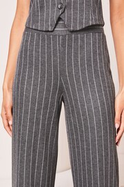 Lipsy Grey Pinstripe Petite High Waist Wide Leg Tailored Trousers - Image 4 of 4