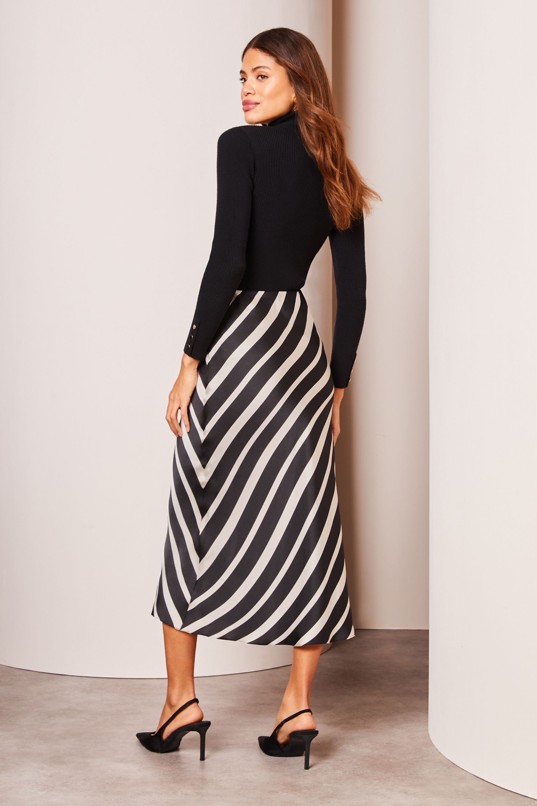 Bias cut midi skirt black shop