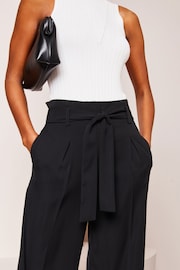 Lipsy Black Petite Belted Wide Leg Trousers - Image 4 of 4