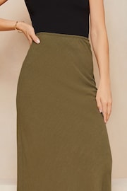 Lipsy Khaki Green Maxi Skirt With Touch Of Linen - Image 4 of 4