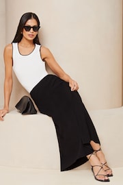 Lipsy Black Maxi Skirt With Touch Of Linen - Image 3 of 4