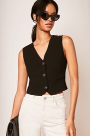 Lipsy Black Linen Button Through Waistcoat - Image 1 of 4