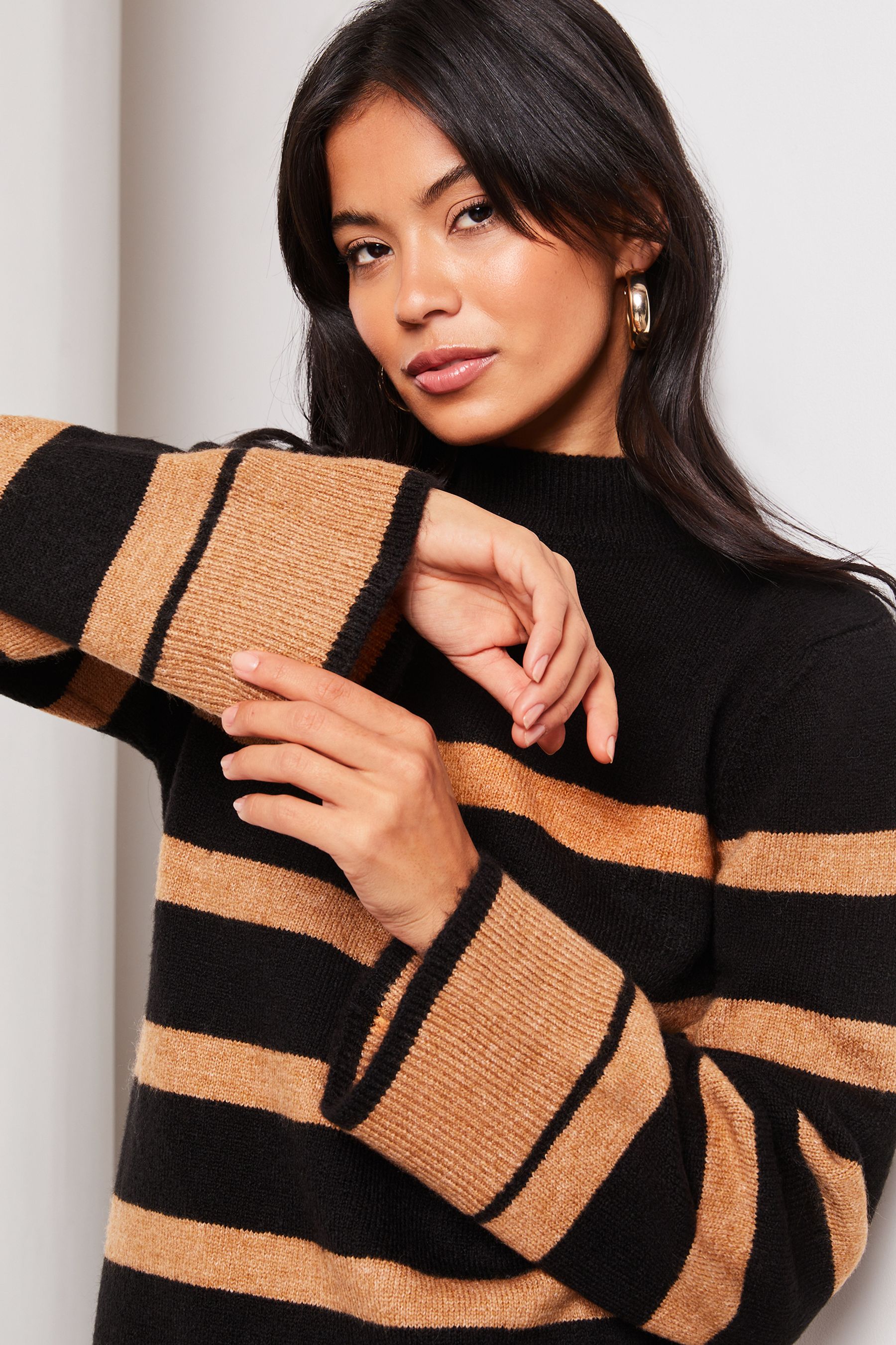 Buy Lipsy Black Long Sleeve Stripe Knitted Jumper Dress from Next Canada