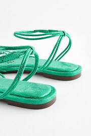 Green Metallic Jewelled Flower Strappy Sandals - Image 7 of 10