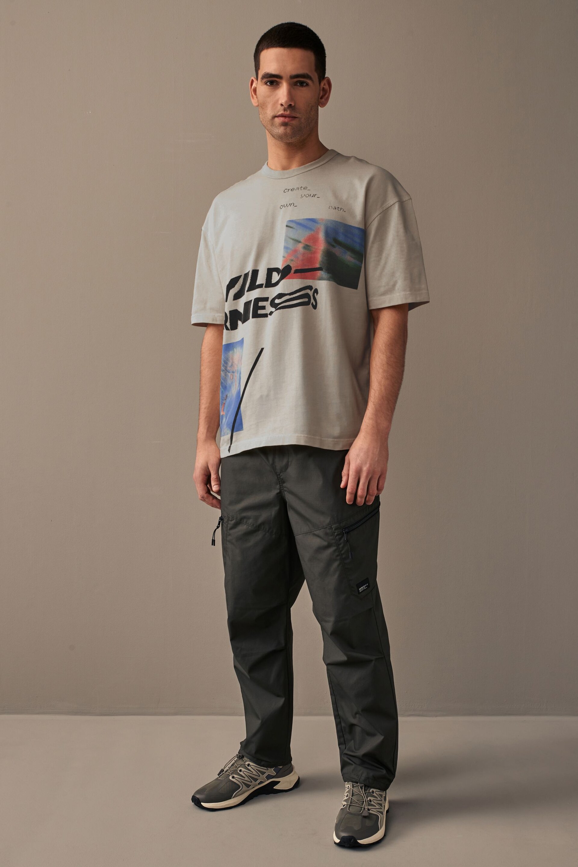 Ecru Relaxed Fit Heavyweight Urban Graphic T-Shirt - Image 2 of 7