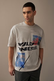 Ecru Relaxed Fit Heavyweight Urban Graphic T-Shirt - Image 3 of 7