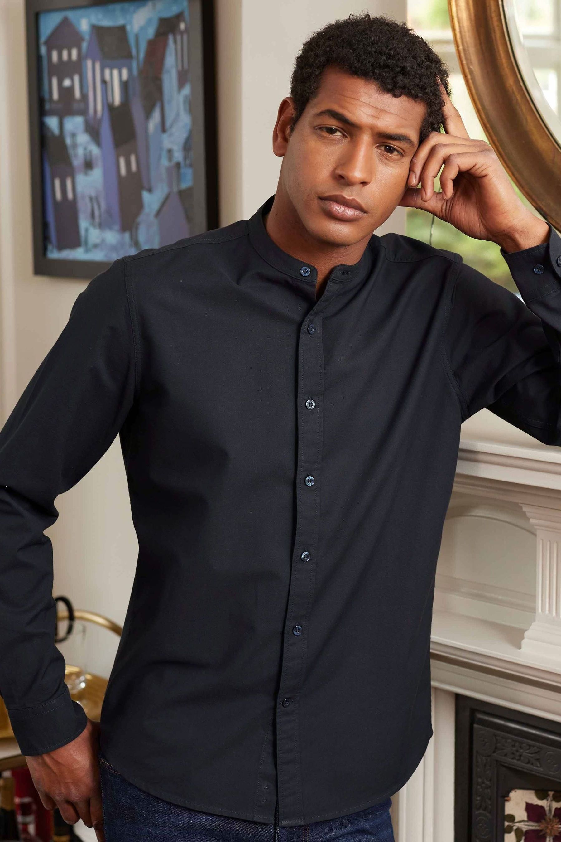 Grandad collar golf shirts top