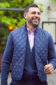 Savile Row Company Navy Blue Quilted Gilet - Image 1 of 5
