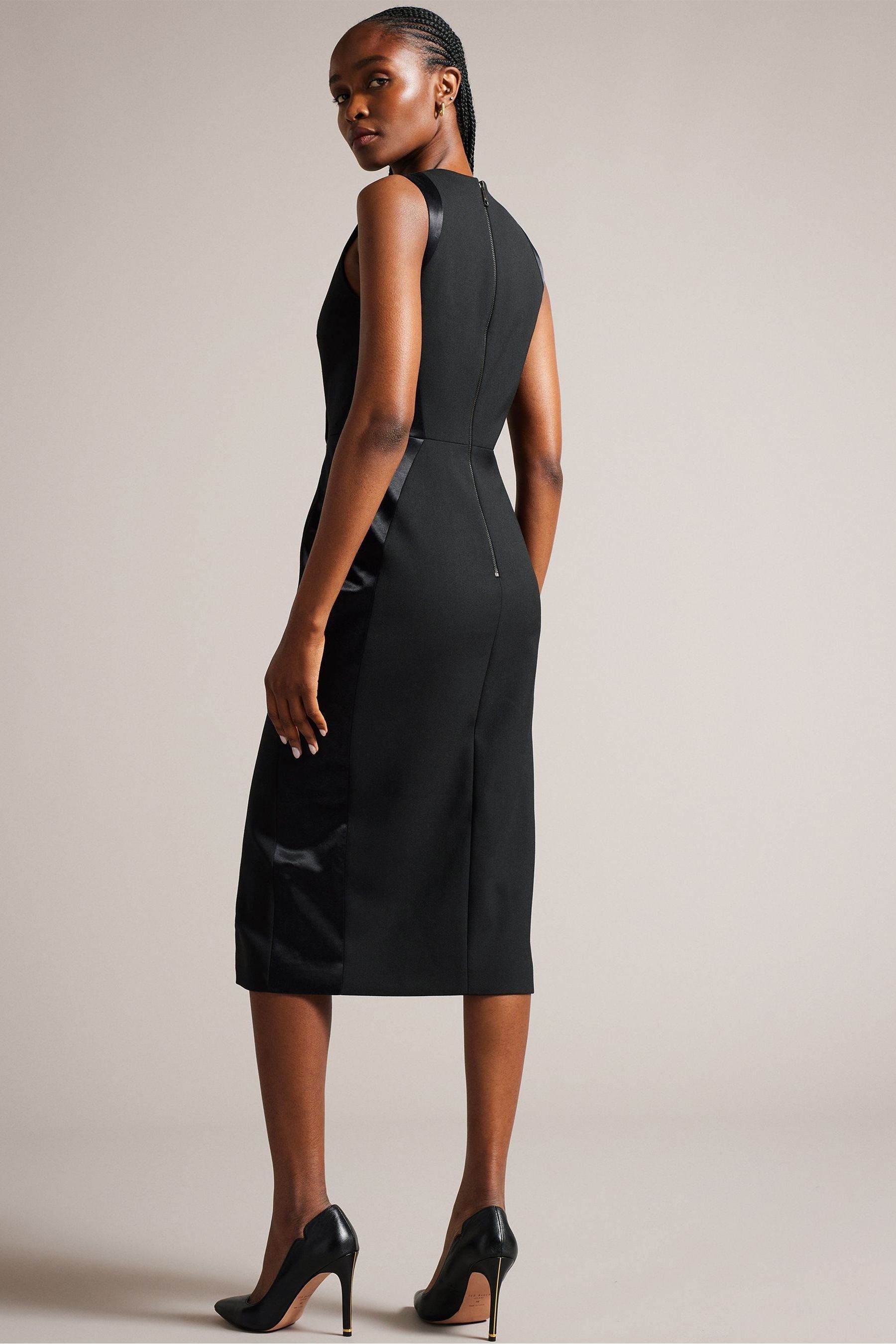 Buy Ted Baker Black Faux Wrap Pencil Dress With Satin Panels from Next Luxembourg