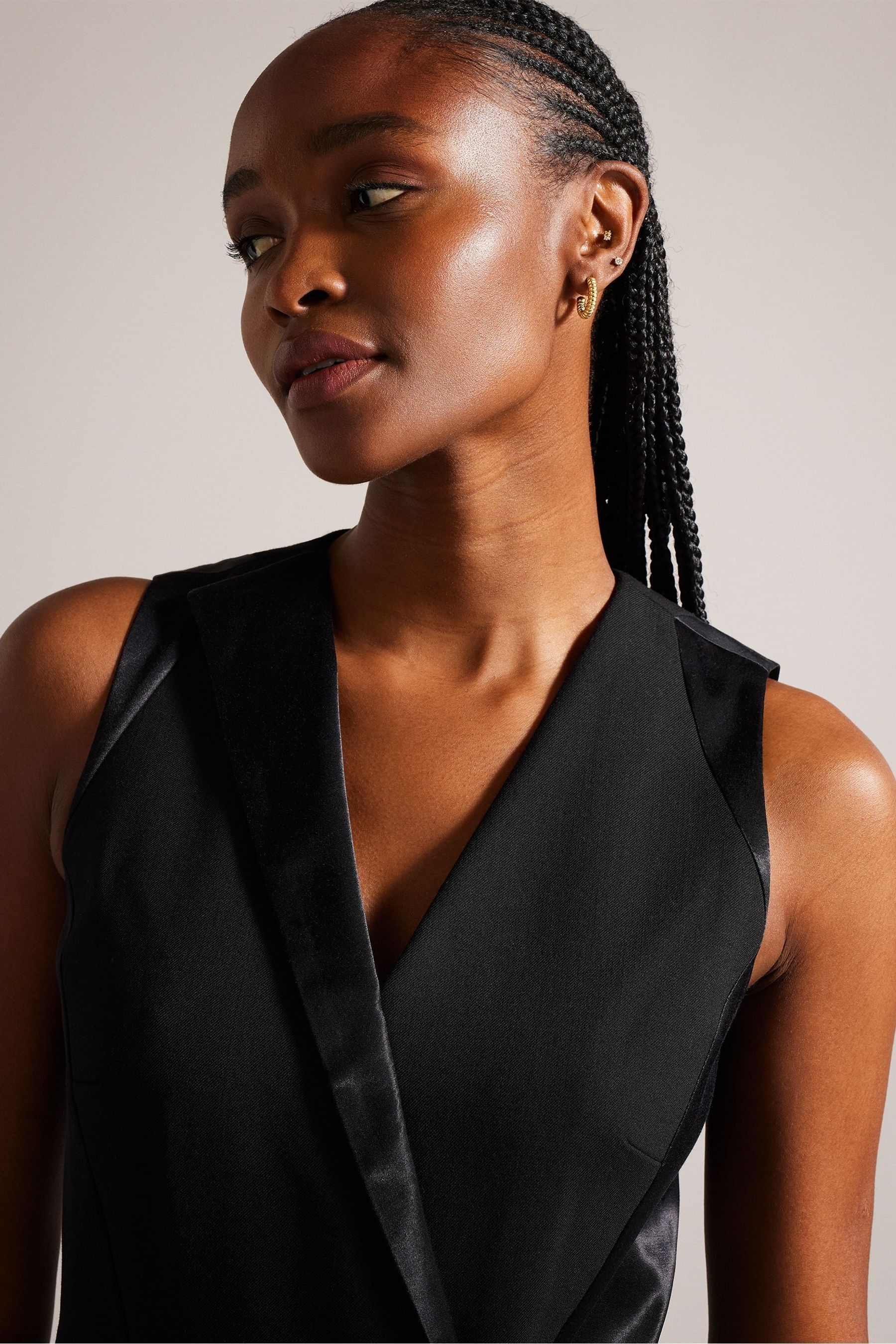 Buy Ted Baker Black Faux Wrap Pencil Dress With Satin Panels from Next Luxembourg