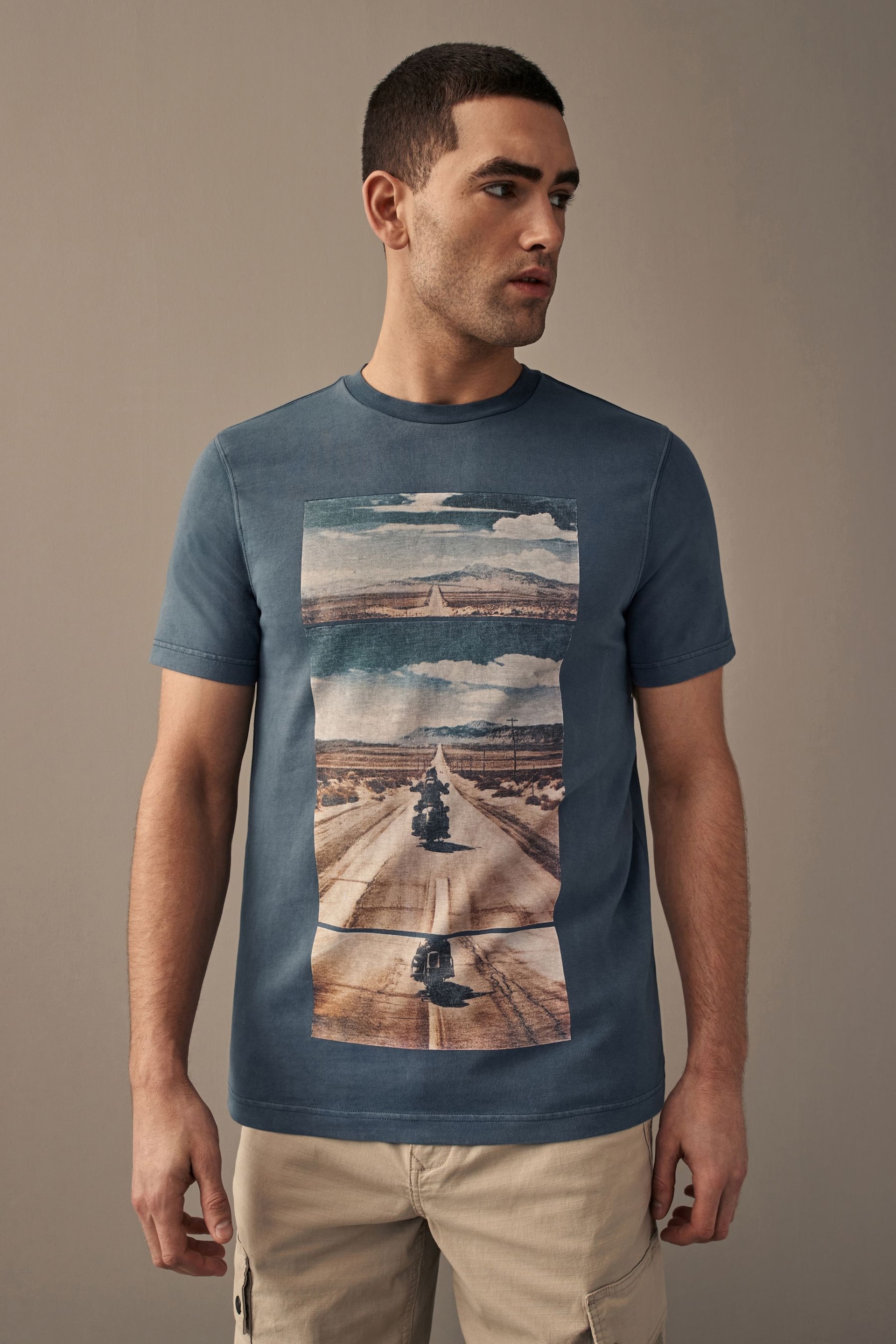 Blue Motorbike Graphic T-Shirt - Image 1 of 6