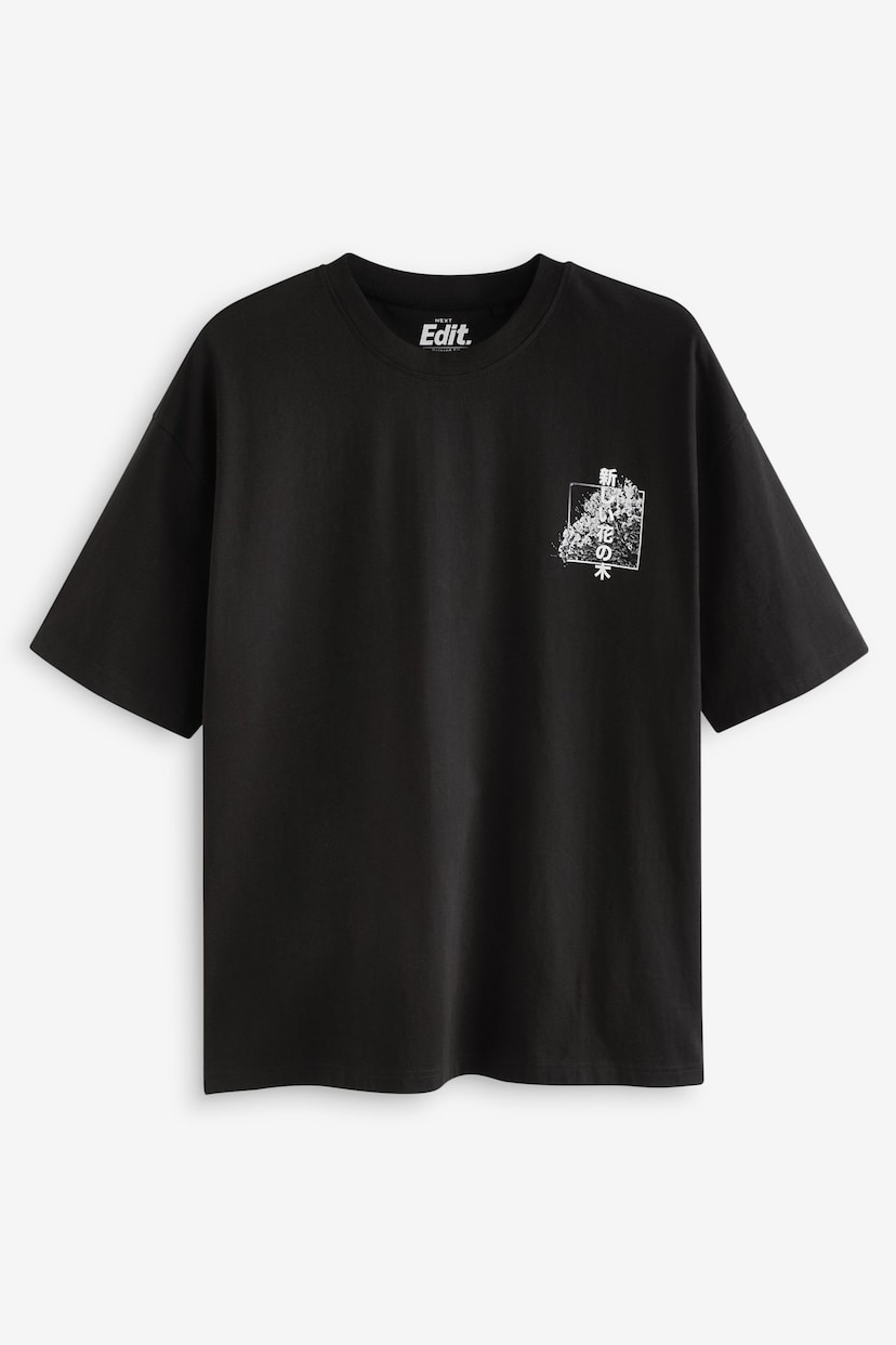 Black Relaxed Fit Japanese Back Print Graphic T-Shirt - Image 5 of 7