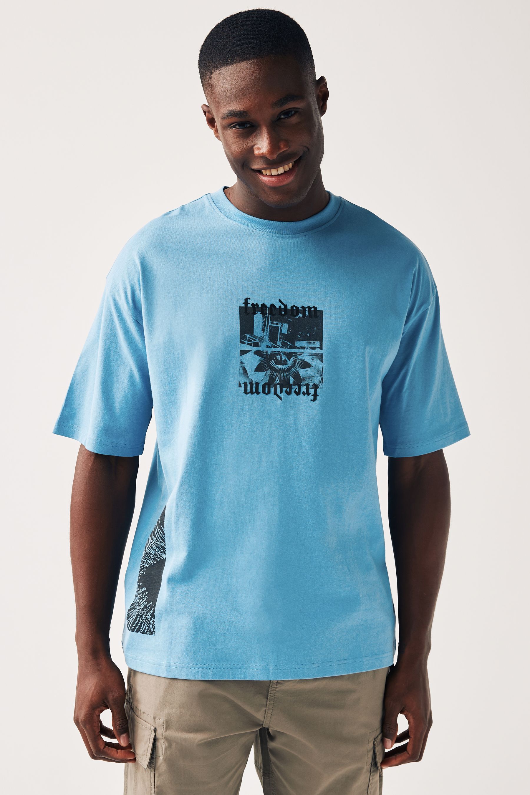 Buy Black White Blue 100 Cotton Graphic Print T Shirts 3 Pack from the Next UK online shop