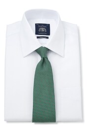 Savile Row Company Textured Classic Fit Single Cuff White Shirt - Image 3 of 4