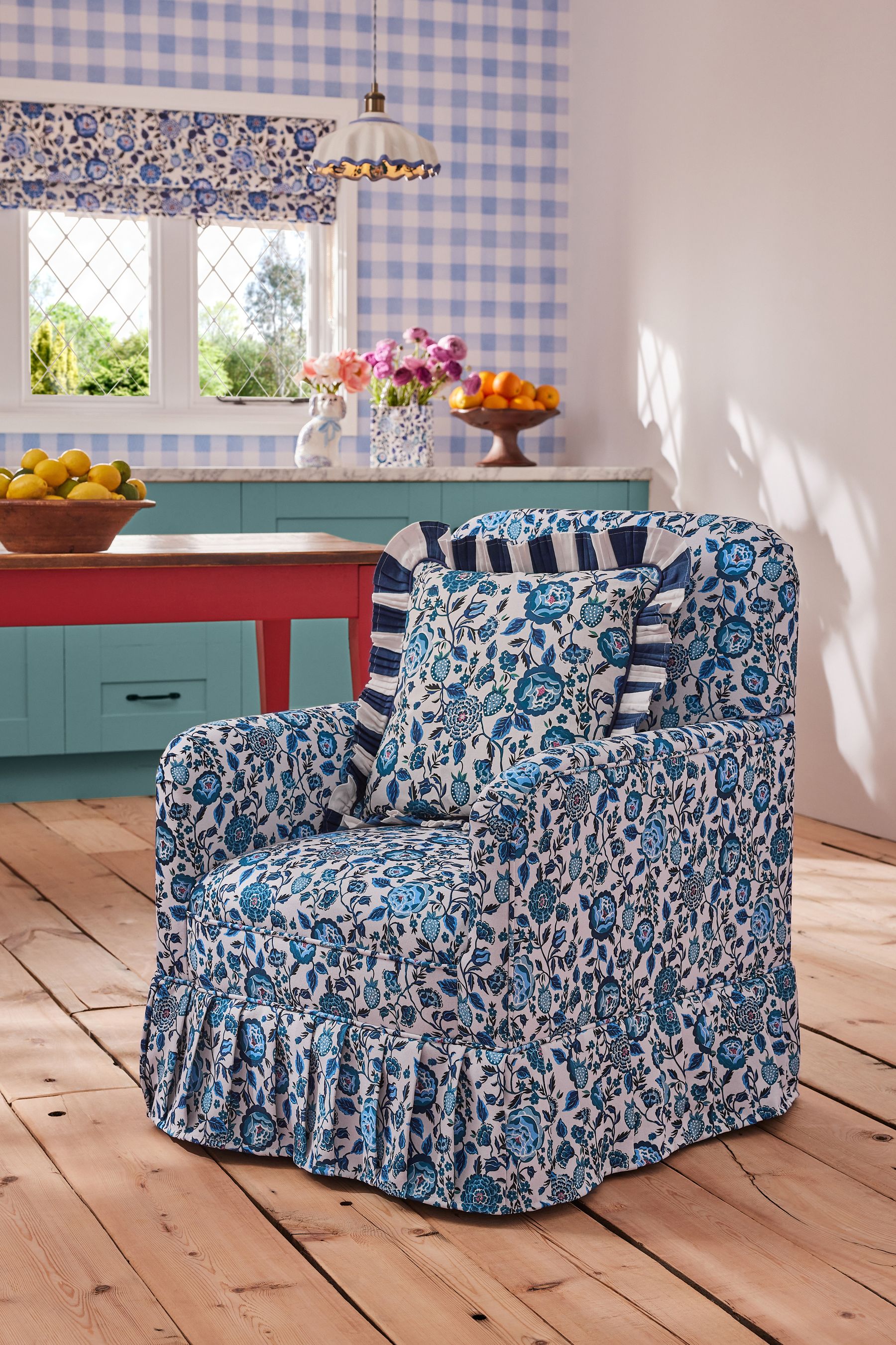 Buy Cath Kidston Strawberry Garden Blue Chair Thrilled Small 2 Seater Sofa from the Next UK online shop