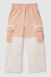 Reiss Pink Adalia Senior Colourblock Elasticated Cargo Jeans - Image 2 of 6