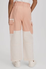 Reiss Pink Adalia Senior Colourblock Elasticated Cargo Jeans - Image 5 of 6