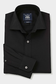 Savile Row Company Fine Twill Slim Single Cuff Formal Black Shirt - Image 3 of 5