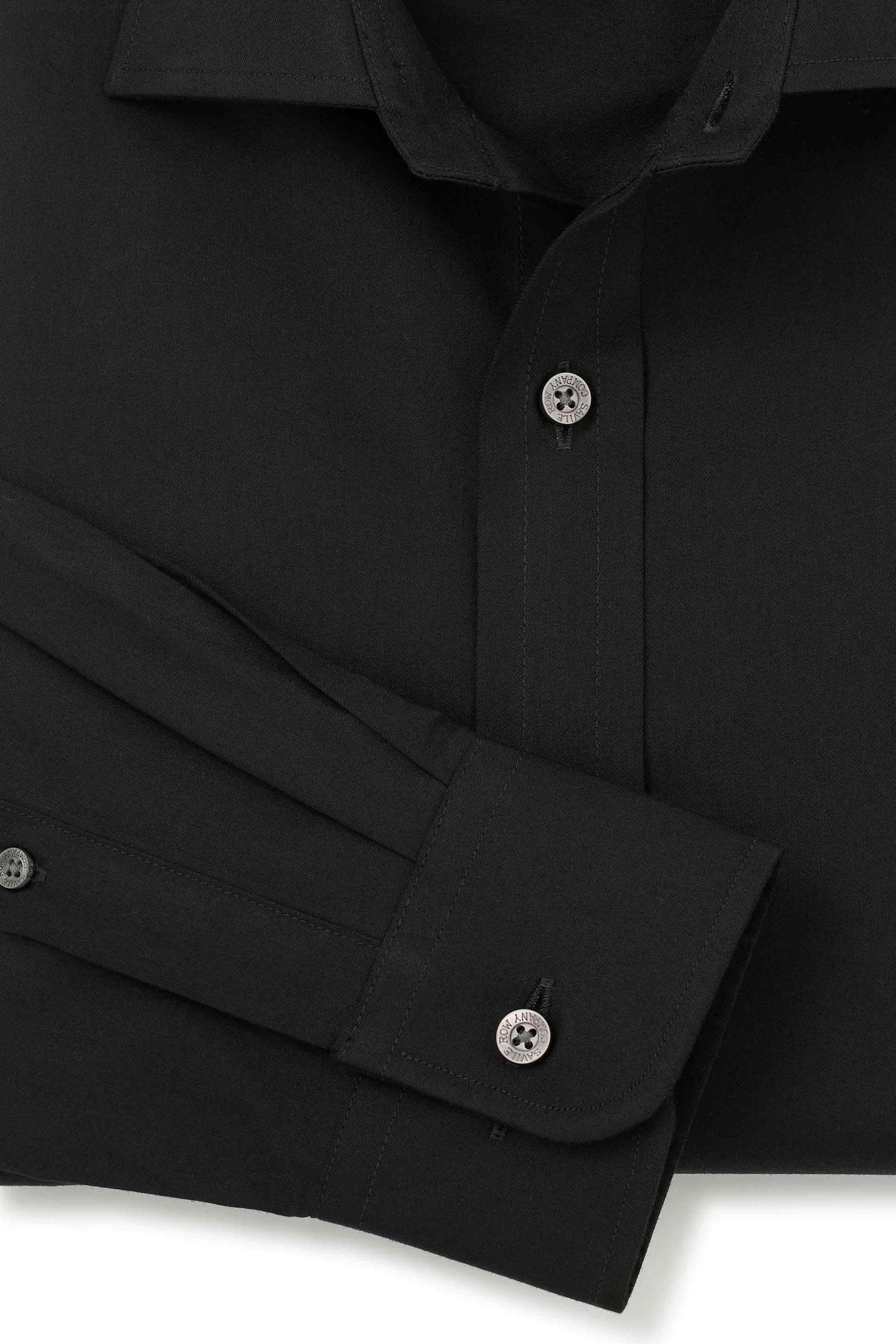 Savile Row Company Fine Twill Slim Single Cuff Formal Black Shirt - Image 5 of 5