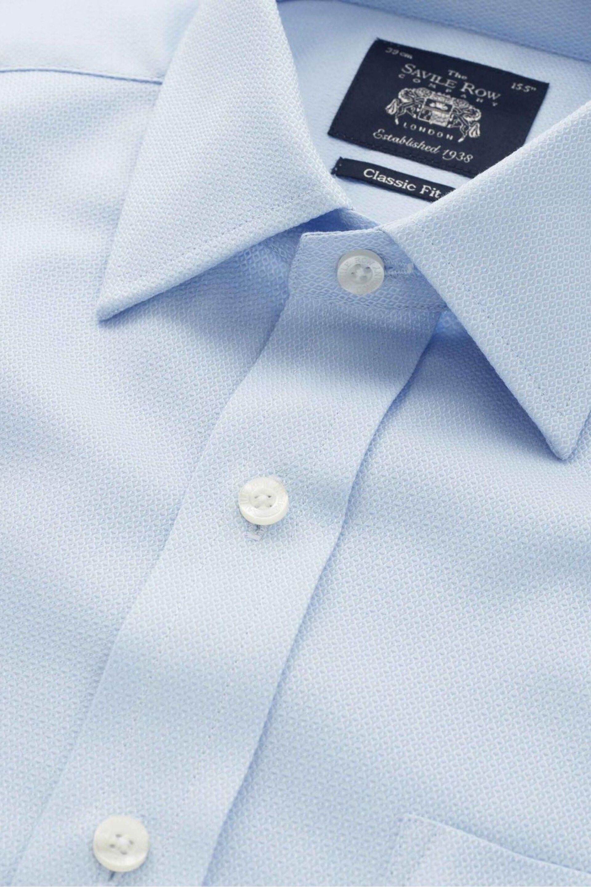 Savile Row Company Sky Blue Classic Fit Double Cuff Formal Shirt - Image 4 of 5