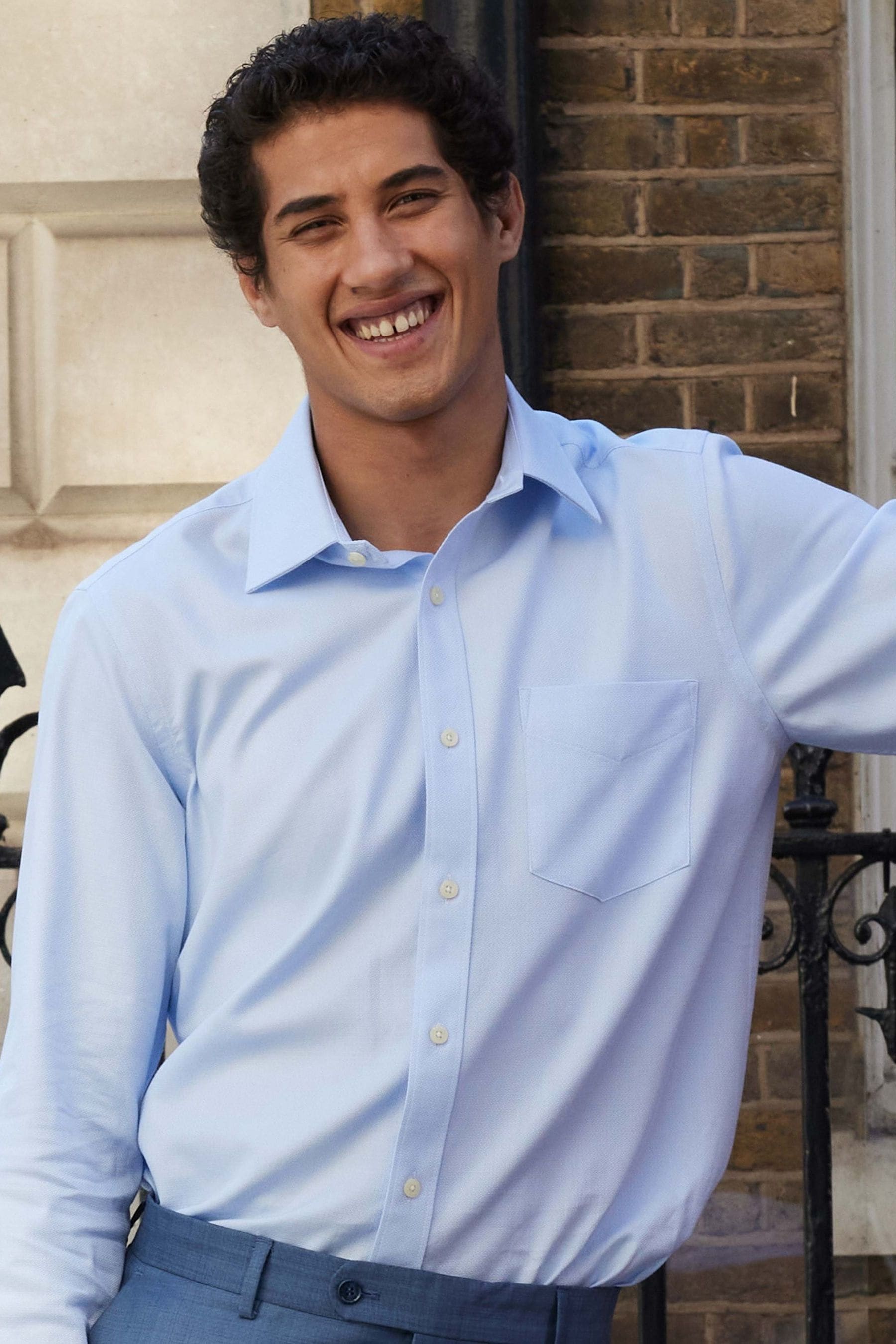 Buy Savile Row Company Blue Classic Fit 100 Cotton Double Cuff Formal Shirt from Next Canada
