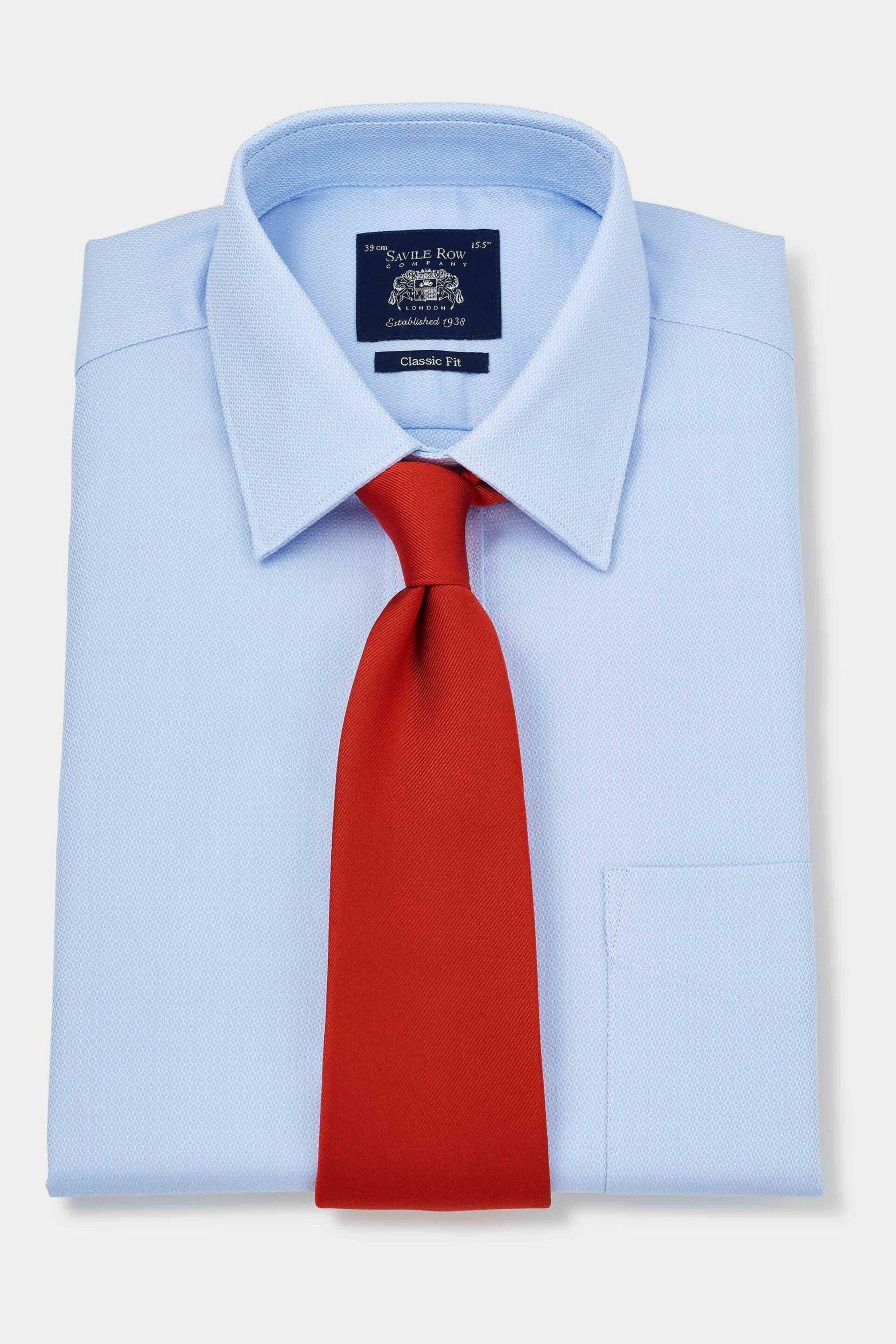 Savile Row Company Sky Blue Classic Fit Single Cuff Formal Shirt - Image 4 of 5