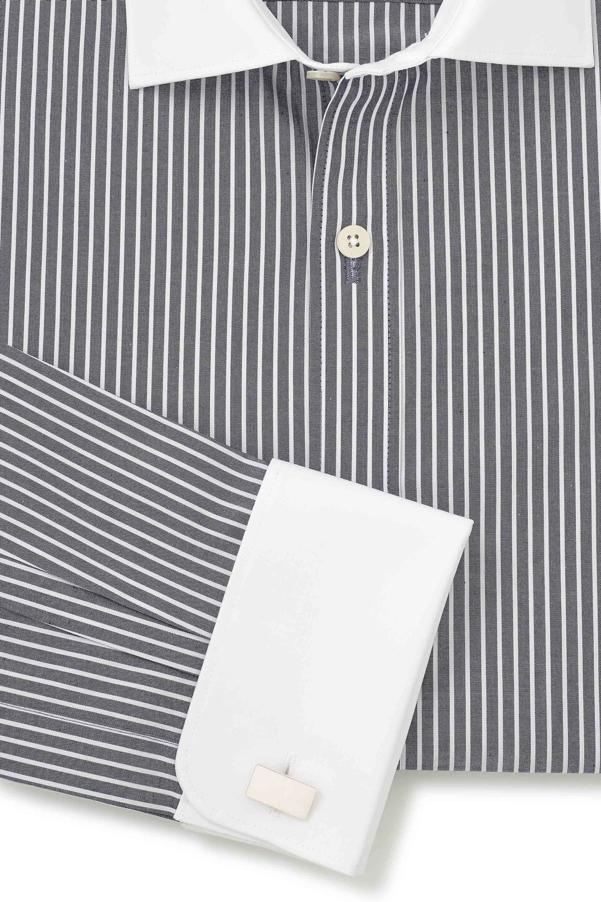 Savile Row Company Blue Stripe Winchester Double Cuff Formal Shirt - Image 6 of 7