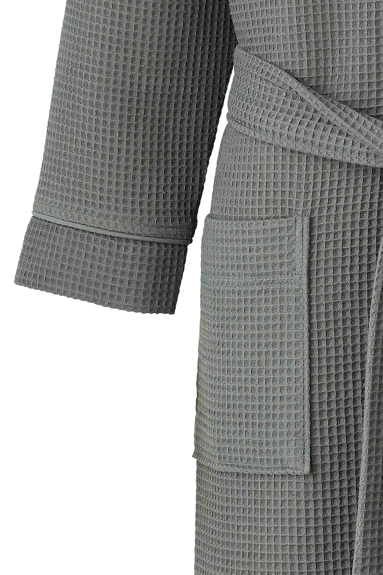 Savile Row Company Grey 100% Cotton Waffle Dressing Gown - Image 4 of 4