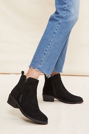 Friends Like These Black Regular Fit Mid Block Heeled Side Zip Boots - Image 1 of 4