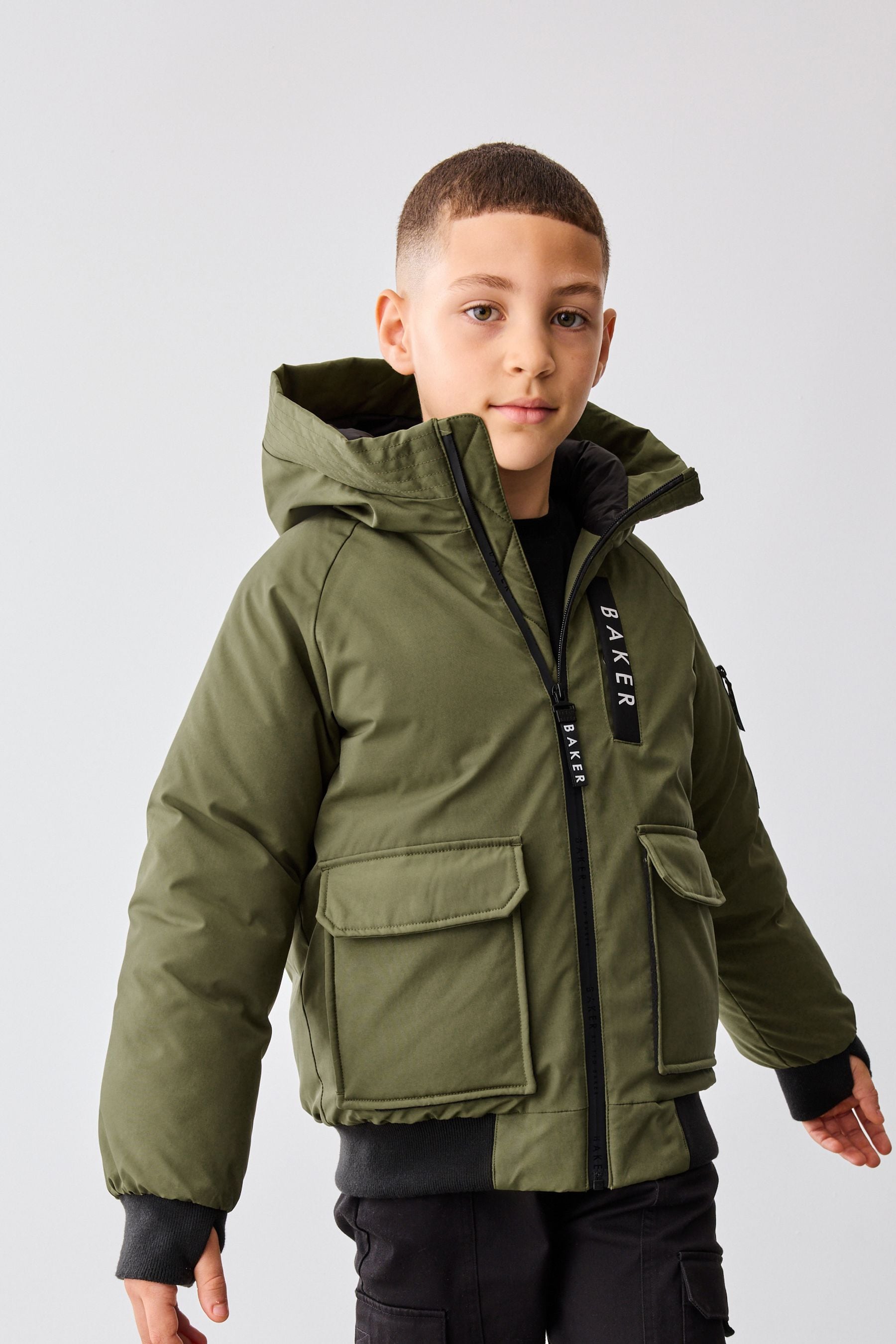 Buy Baker by Ted Baker Khaki Green Shower Resistant Padded Bomber Coat from Next Oman