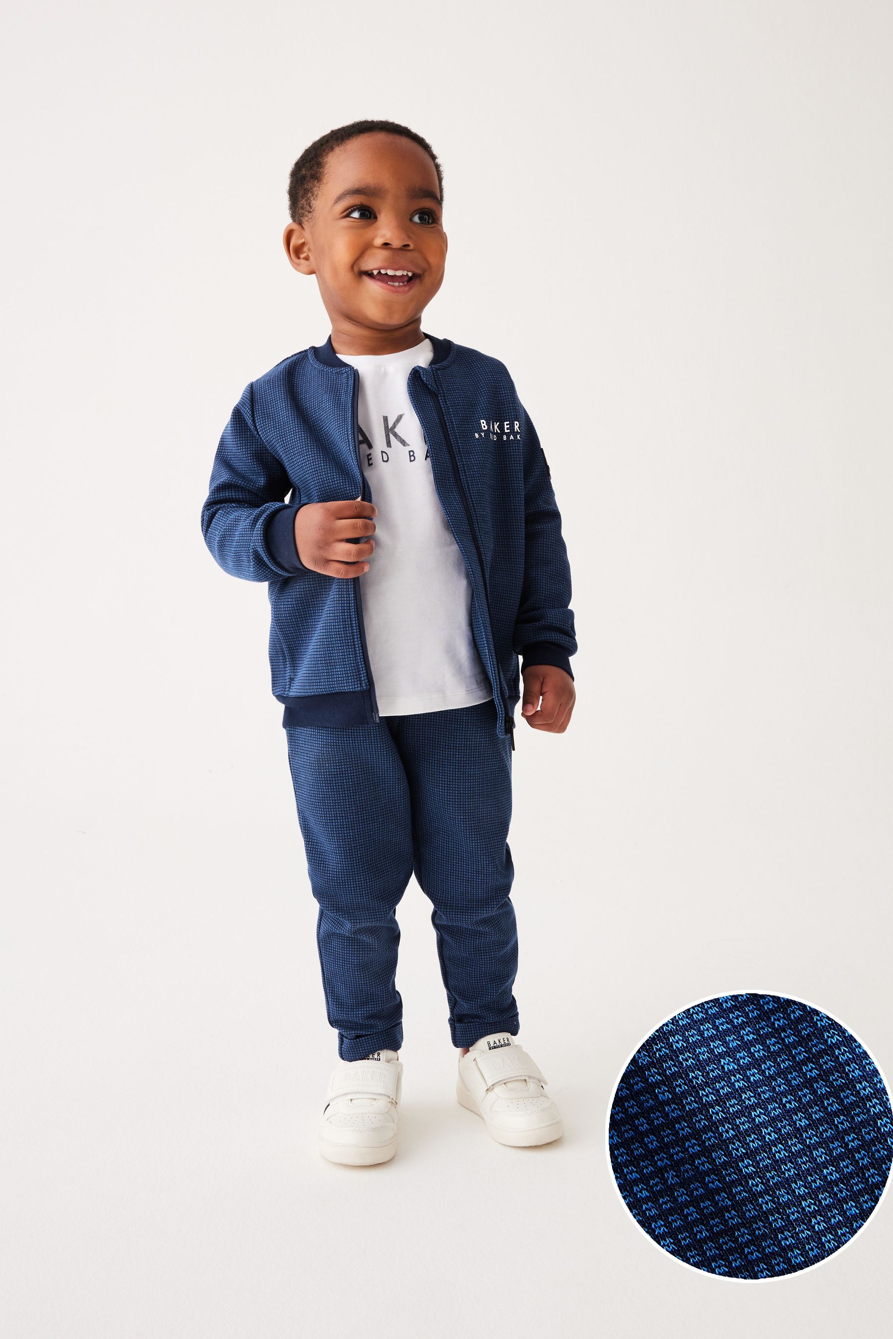 Buy Baker by Ted Baker Blue 100 Cotton Bomber Jacket T Shirt and Trousers Set from the Next UK online shop
