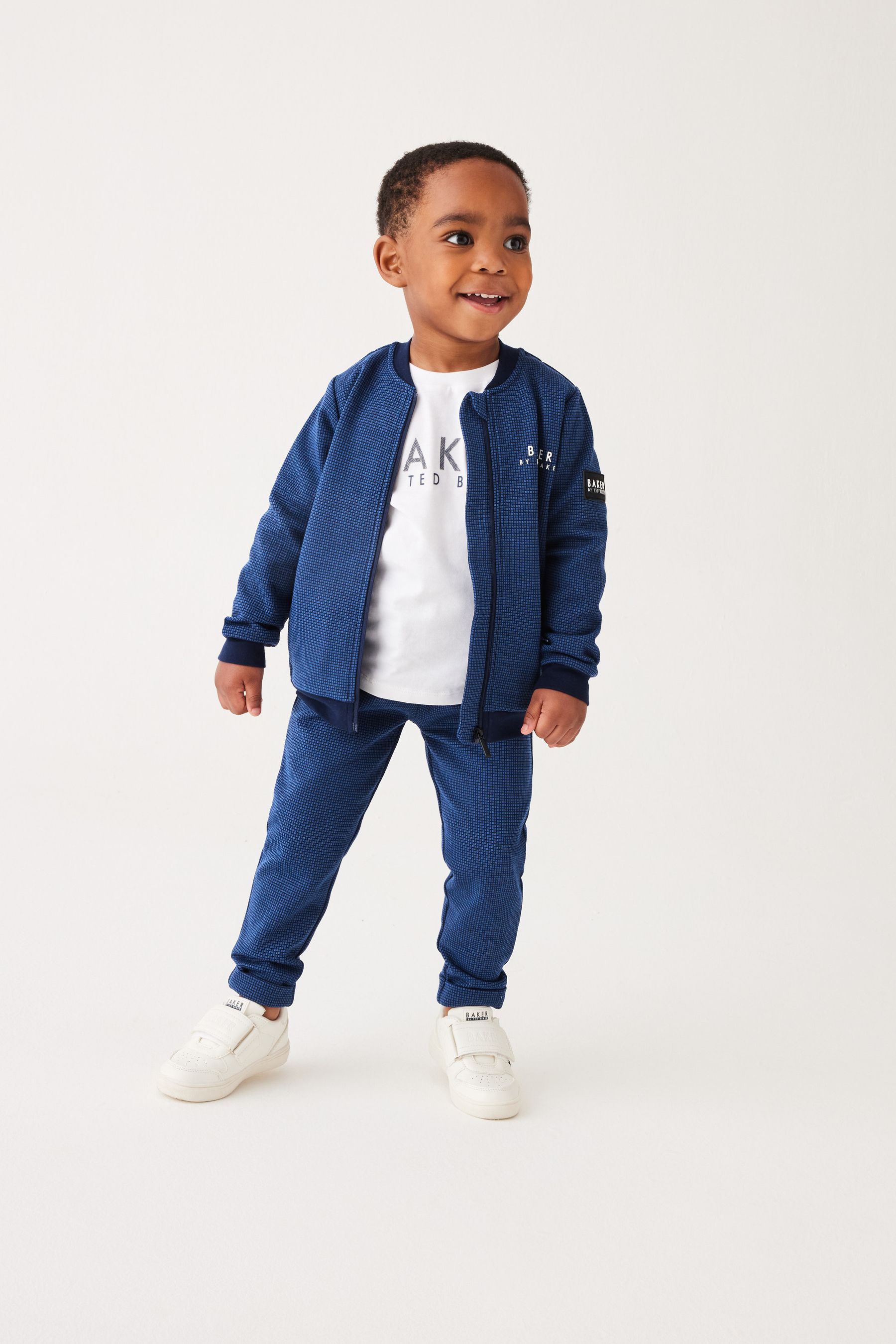 Baker by Ted Baker Blue 100 Cotton Bomber Jacket T Shirt and Trousers Set