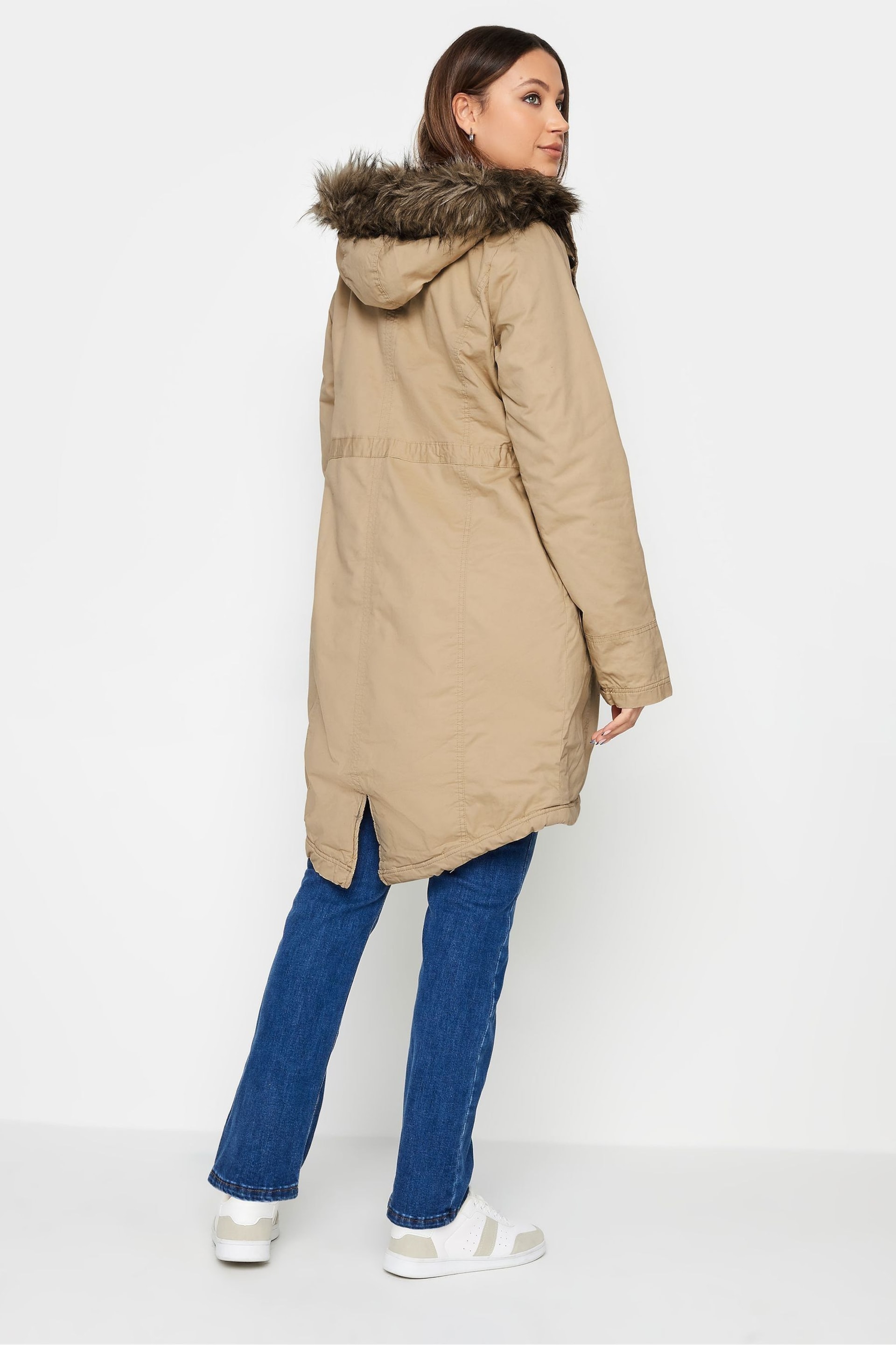 Long Tall Sally Natural Faux Fur Trim Parka Jacket - Image 2 of 4