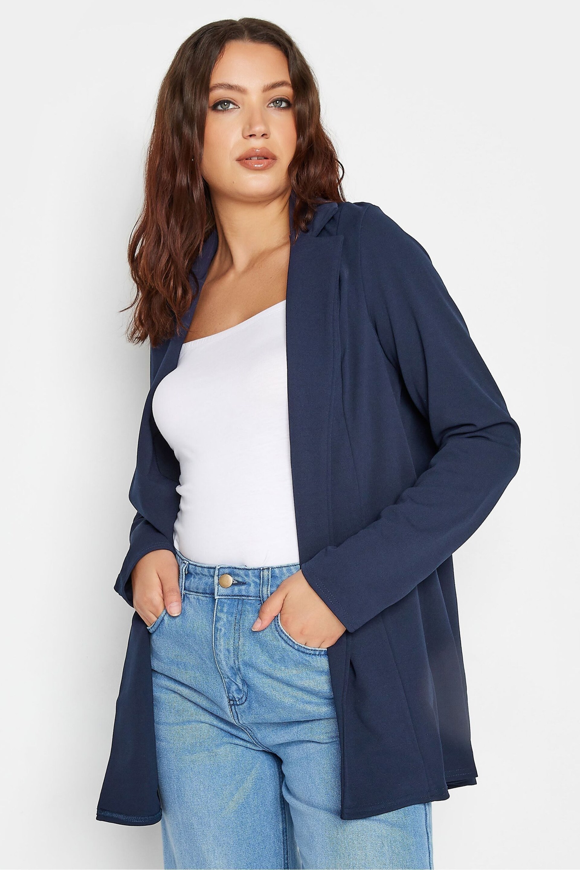 Long Tall Sally Blue Scuba Crepe Blazer - Image 1 of 4