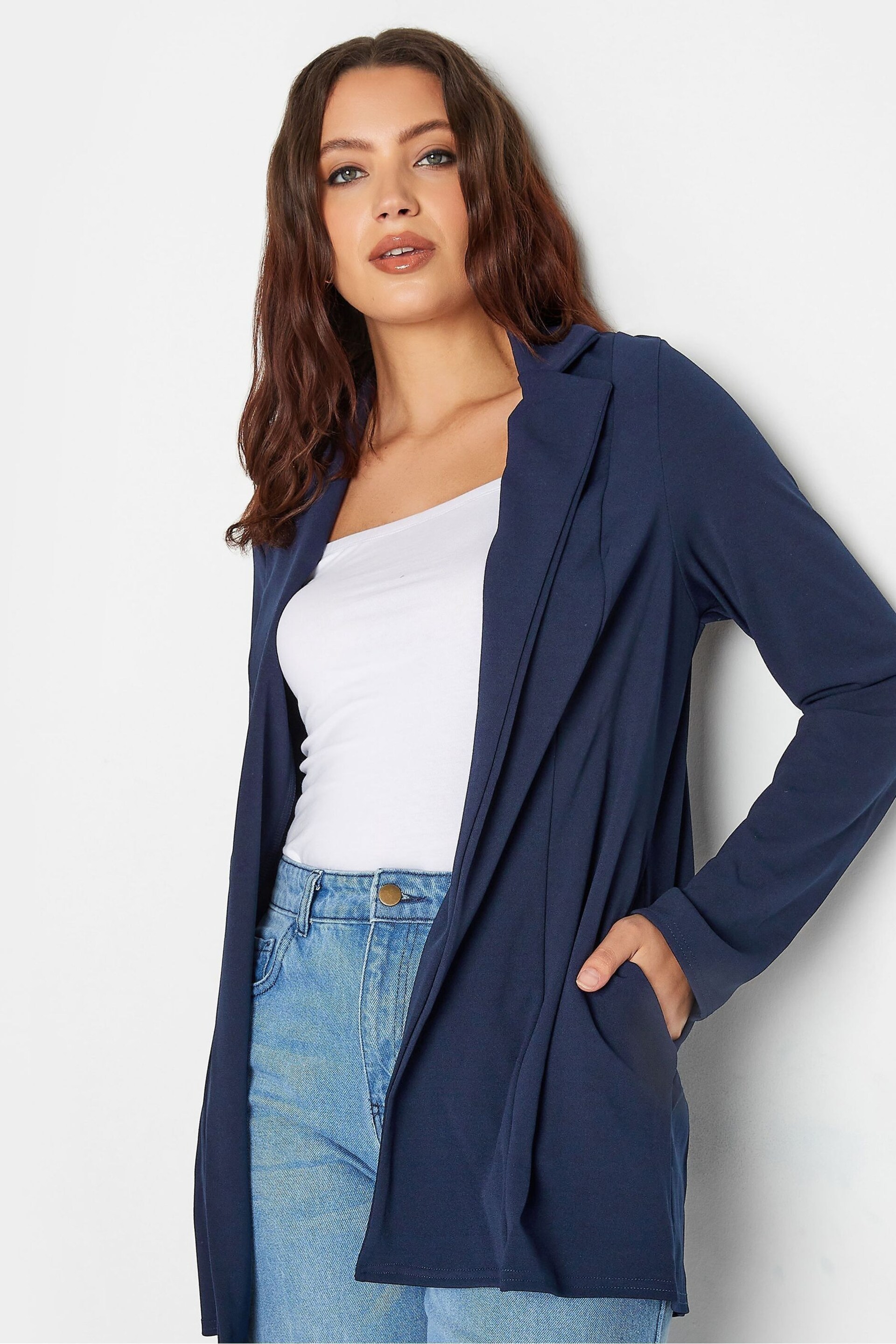 Long Tall Sally Blue Scuba Crepe Blazer - Image 4 of 4