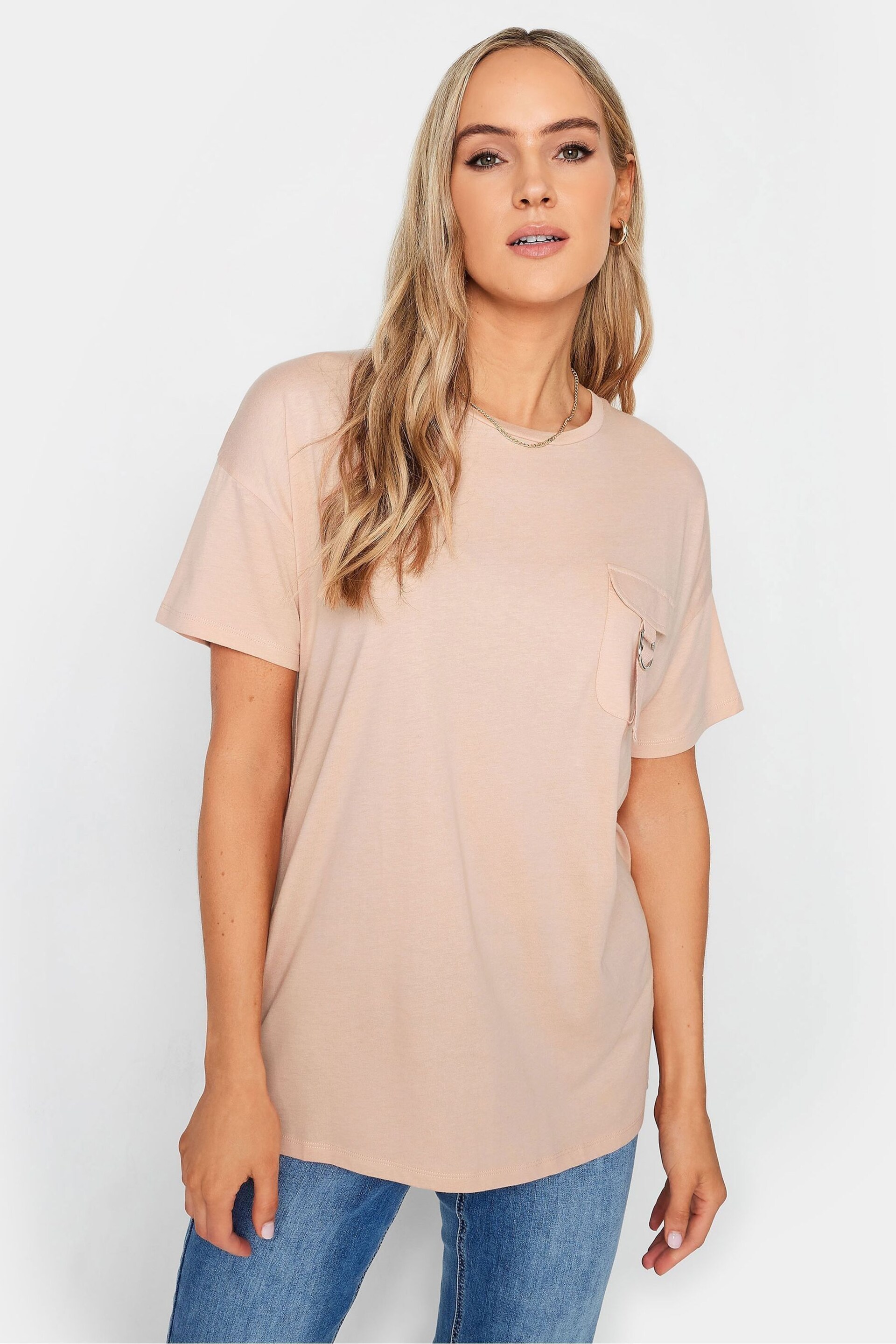 Long Tall Sally Pink Utility Pocket T-Shirt - Image 1 of 1