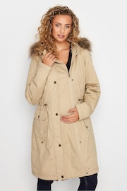 Long Tall Sally Natural Maternity Faux Fur Trim Parka - Image 1 of 5