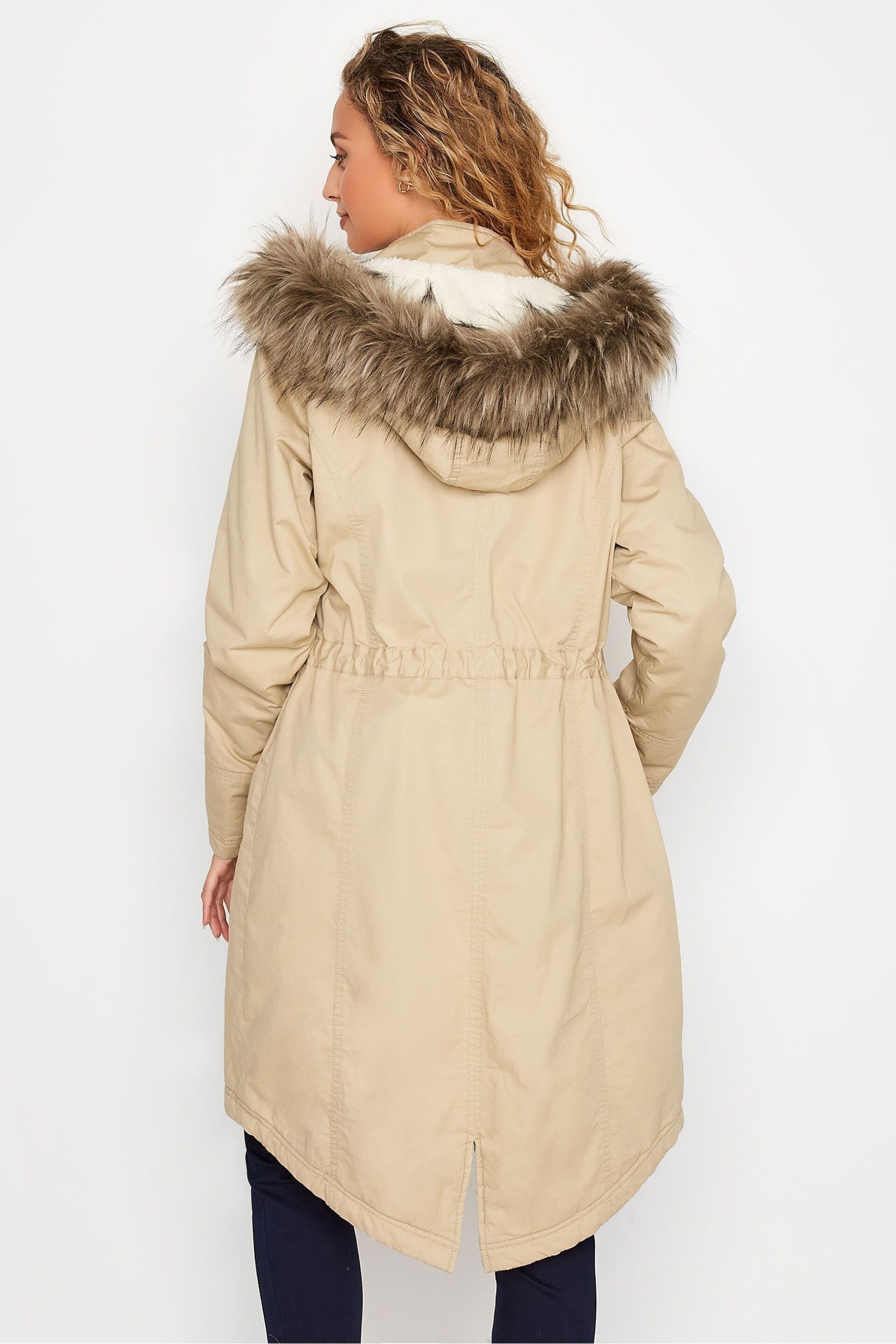 Long Tall Sally Natural Maternity Faux Fur Trim Parka - Image 2 of 5
