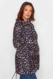 Long Tall Sally Black Maternity Animal Print Pocket Parka - Image 2 of 5