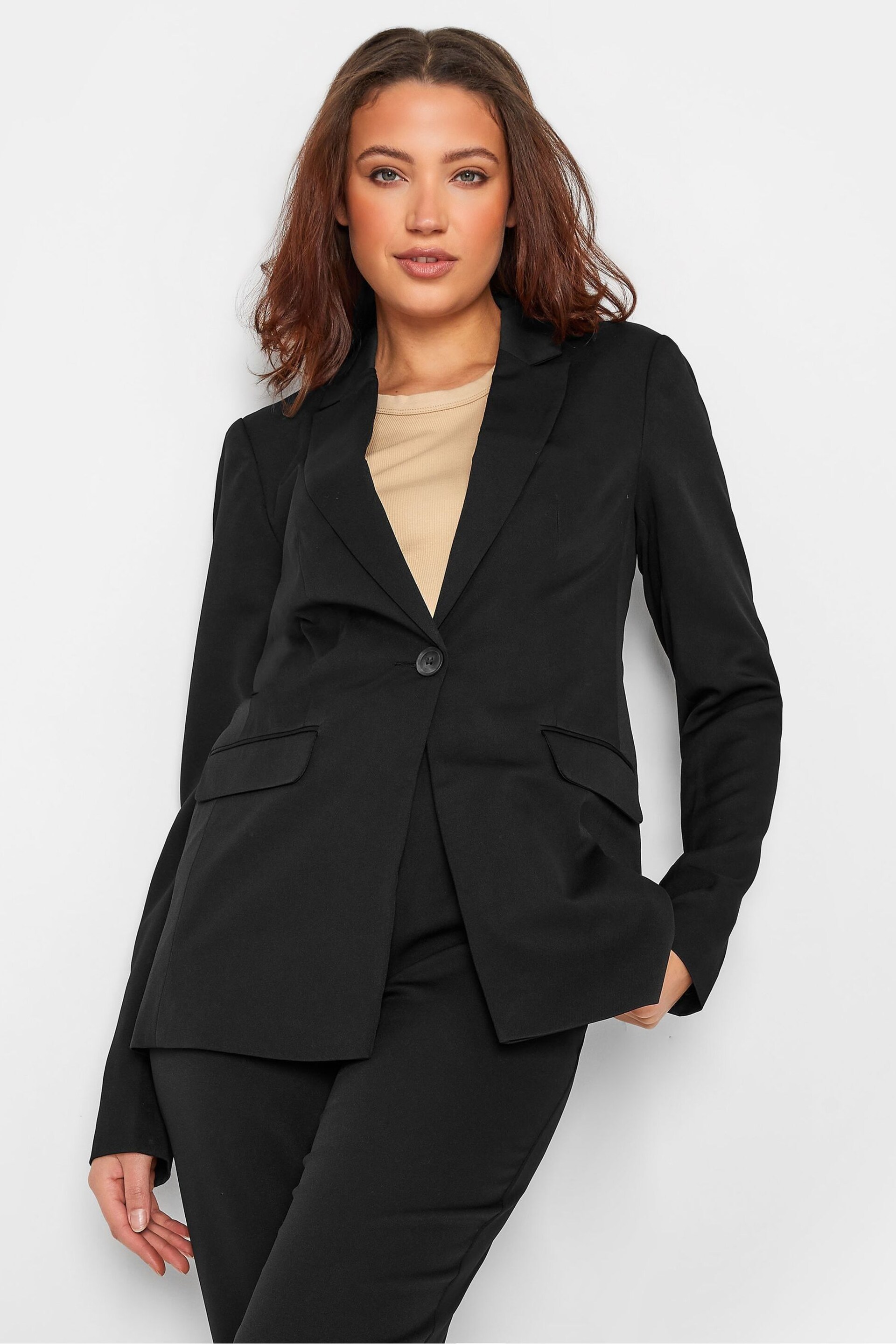 Long Tall Sally Black Scuba Crepe Blazer - Image 1 of 4