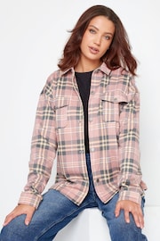 Long Tall Sally Pink Checked Shacket - Image 4 of 5